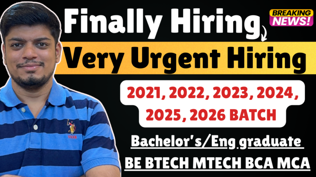 Urgent Freshers Hiring
